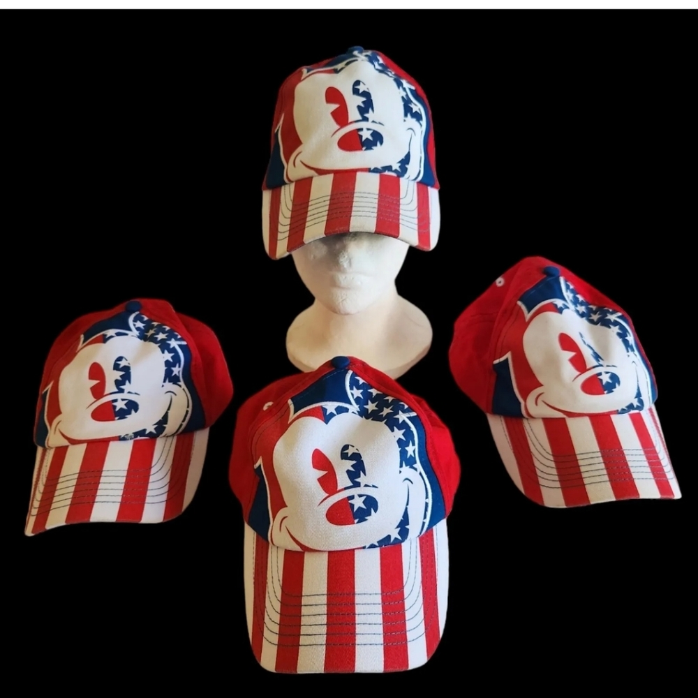 (4) VTG Disney Parks Hats Mickey Mouse Baseball Caps YOUTH All American